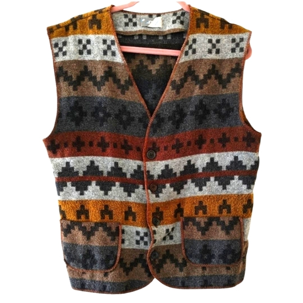 VINTAGE AMITI Western Design Wool Blend Vest Size 36